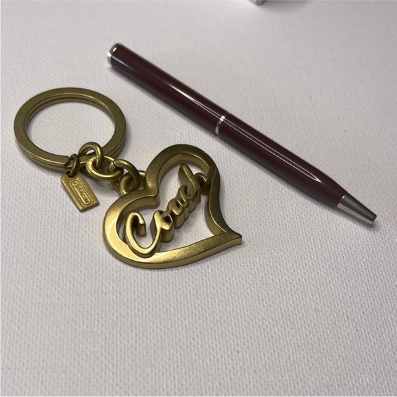 Coach Accessories - Rare NWT COACH Brass Script Heart Keychain Fob Purse Charm Style 92069